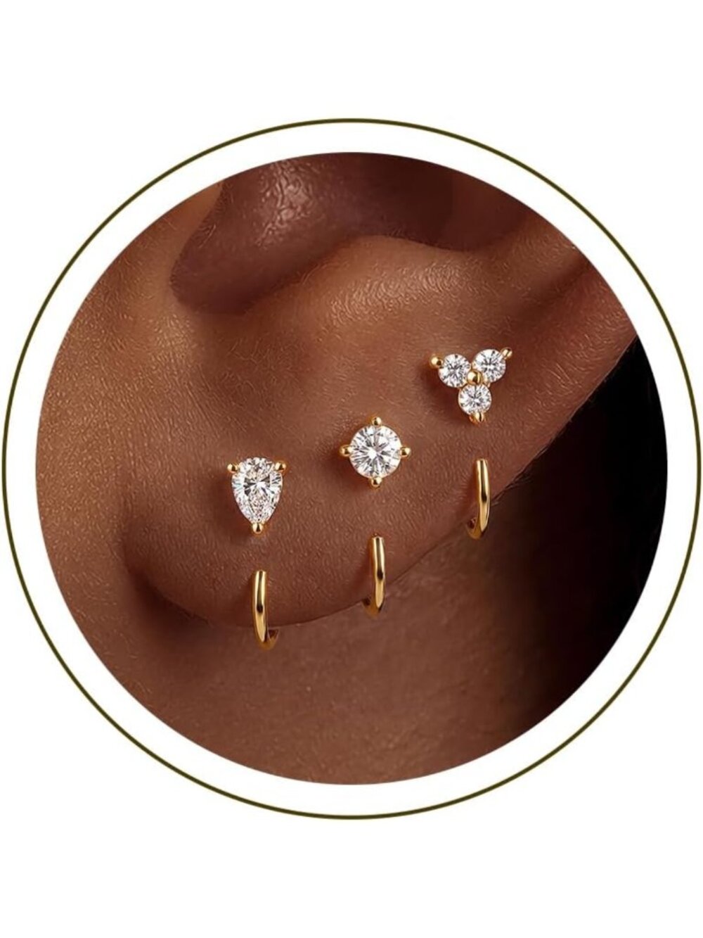 Chic Backless Half Hoop Earrings Set for Women - 14k Gold & Silver Plated